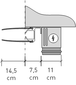 Lateral guide with motor - Technical dimensions of the Tectura Stabitor
