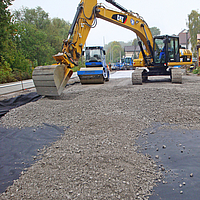 Job site shows the use of Basetrac® Nonwoven Geofabric in base course reinforcement