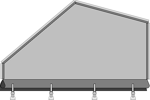 Picture of an asymmetrical polygonal gable, a variant of the Lubratec clamping variants