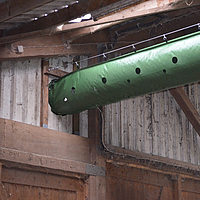 Lubratec ventilation hose installed in the gable of an animal house