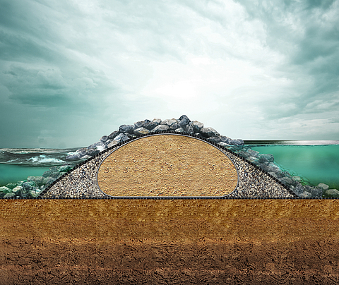 Groynes and breakwaters for sustainable coastal and shore protection with the use of geosynthetics and local construction materials.