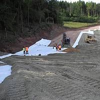 Bridging sinkholes with geogrids