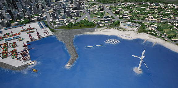 World of geotextile coastal protection solutions with solutions for land reclamation and shore protection in port, geotextile breakwaters and groynes, dikes and dunes on land, shore walls and revetments.